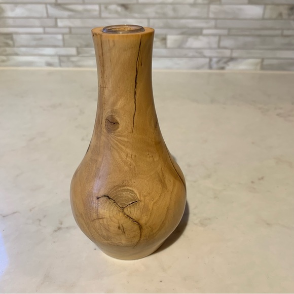 Hand Turned Signed Wooden Bud Vase - Picture 8 of 12